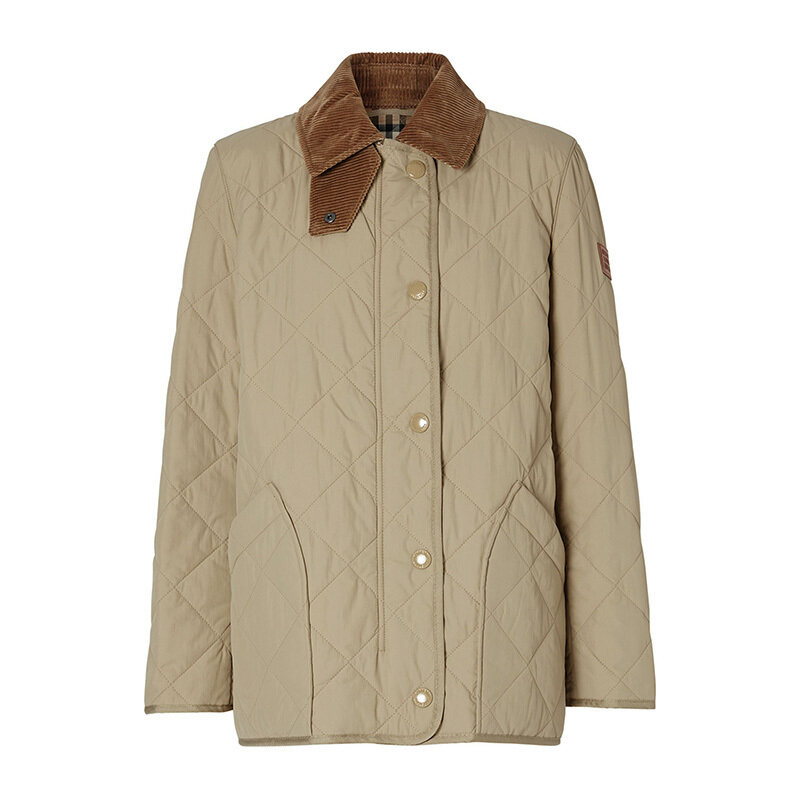버버리 다이아몬드 퀼팅 반 자켓 베이지 8021468 - Burberry