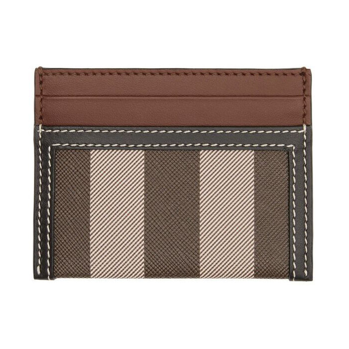 버버리 체크 투톤 카드지갑 브라운 8062301 - Burberry