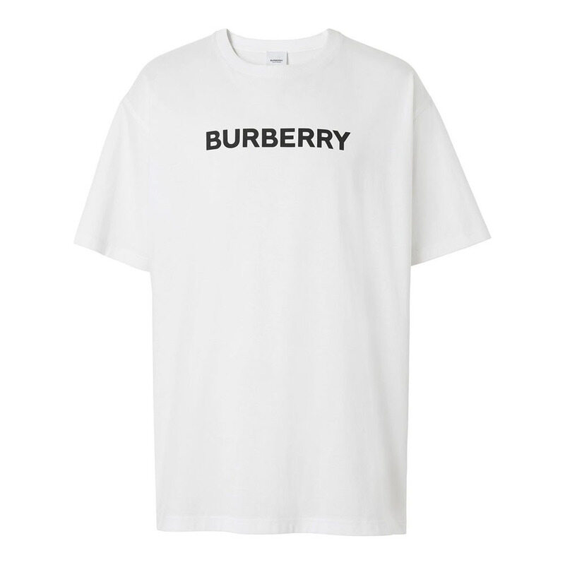 버버리 시그니처 로고 프린팅 라운드 반팔티 화이트 8055309 - Burberry