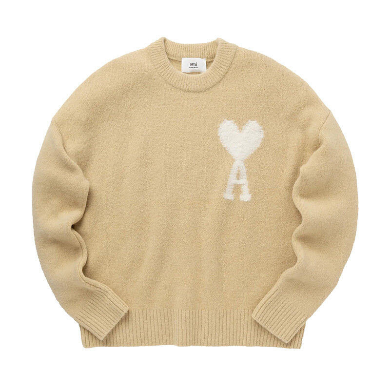 아미 빅 하트 로고 알파카 니트 옐로 UKS025 KN0032 719 - Ami