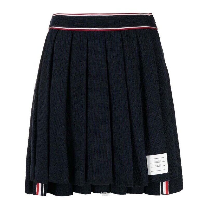 톰브라운 RWB 트리밍 플리츠 미니 스커트 네이비 FJK091A F0302 415 - Thom Browne