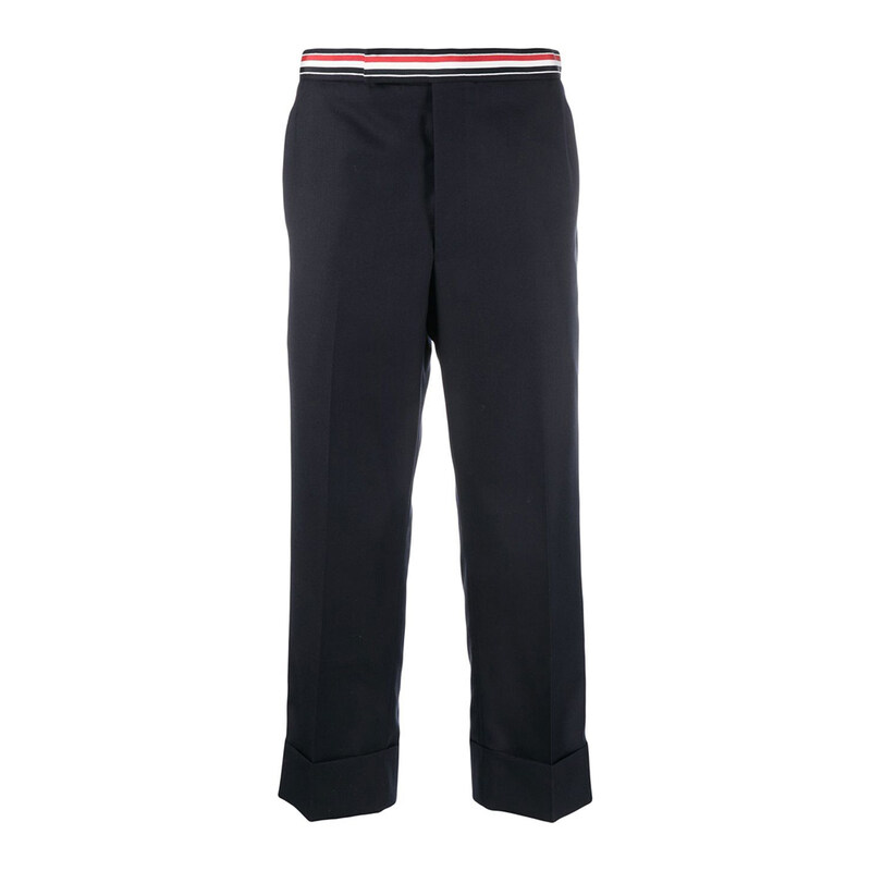 톰브라운 RWB 트리밍 트윌 울 팬츠 네이비 MTC208A 00626 415 - Thom Browne