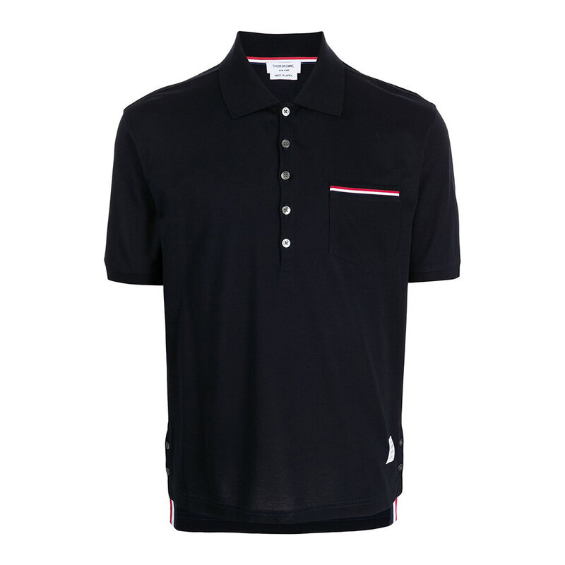 26SS 톰브라운 RWB 포켓 트리밍 반팔 폴로 셔츠 네이비 MJP022A 01455 415 - Thom Browne