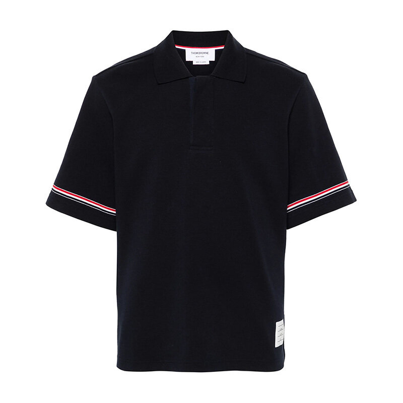 톰브라운 코튼 럭비 폴로 셔츠 네이비 MJP209A J0199 415 - Thom Browne