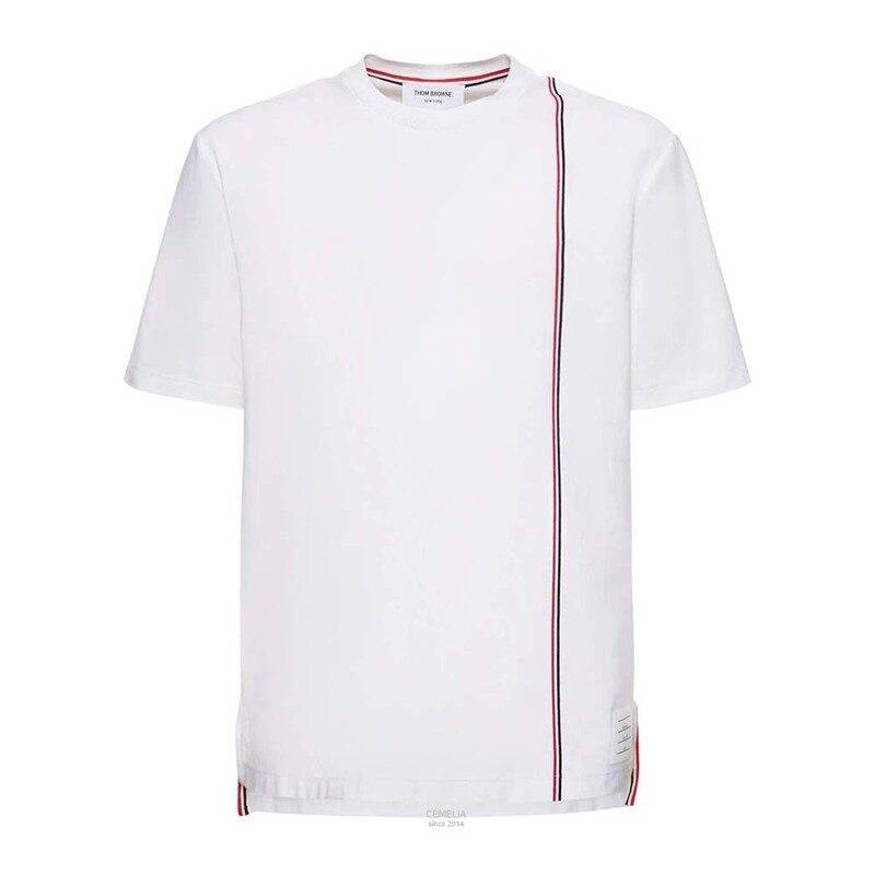 26SS 톰브라운 RWB 스트라이프 반팔 티셔츠 화이트 MJS252A J0138 100 - Thom Browne