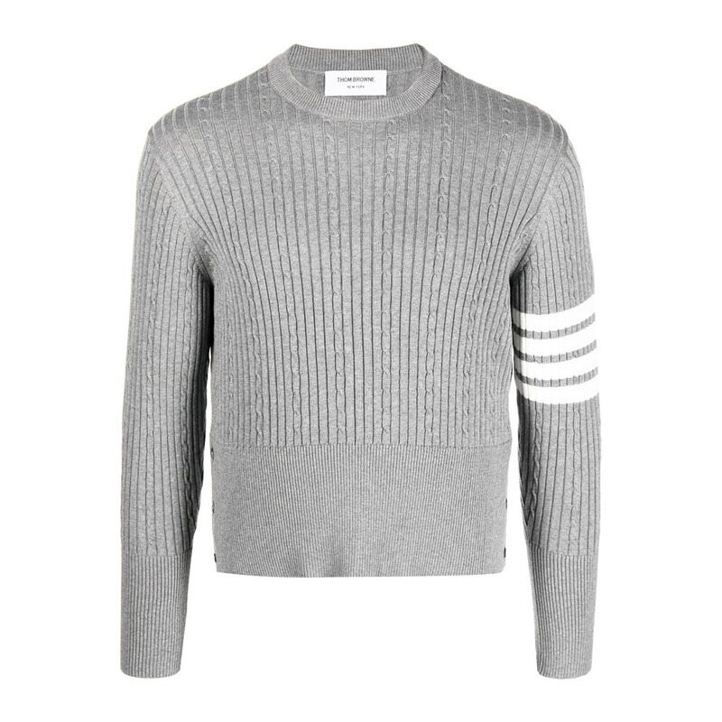 톰브라운 4바 베이비 케이블 립 니트 라이트그레이 MKA460A Y3014 055 - Thom Browne