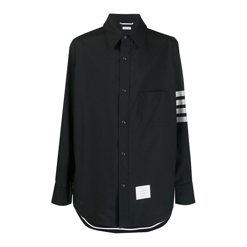 톰브라운 4바 울 스냅버튼 셔츠 자켓 네이비 MJO055A 06146 415 - Thom Browne