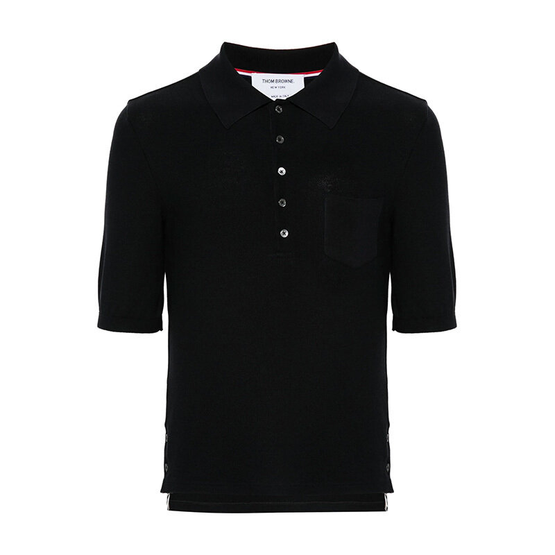 톰브라운 실크 포켓 폴로 셔츠 네이비 MJP216A J0192 415 - Thom Browne