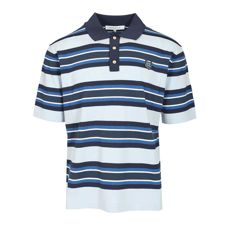 [국내배송] 메종키츠네 볼드폭스 스트라이프 폴로 카라 반팔티 OM00201KT1119-0285 - Maison Kitsune