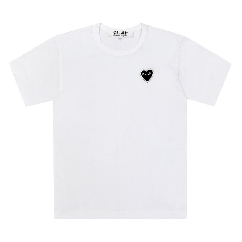 꼼데가르송 AX-T801-051 1 PLAY 플레이 블랙 하트 와펜 라인스톤 공용 반팔티 - Comme des Garcons