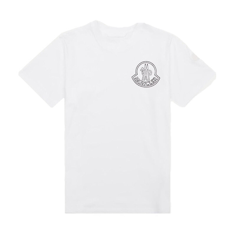 몽클레르 로고 프린트 화이트 남성 반팔티셔츠 8C00056 89AJS 00A - Moncler