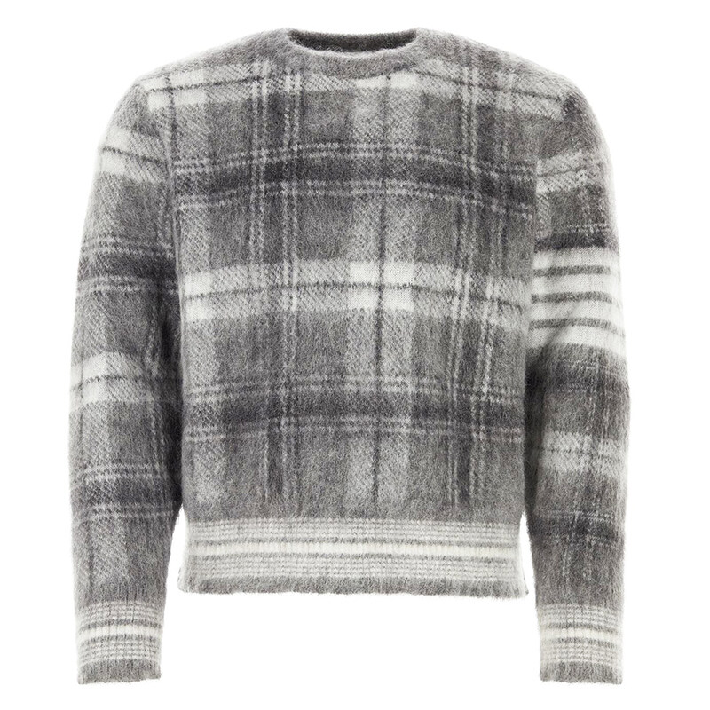 [국내배송] 톰브라운 타탄 모헤어 체크 4 바 크루넥 풀오버 니트 MKA487F Y8004 035 - Thom Browne