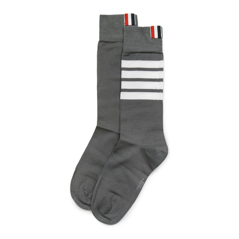 톰브라운 미디엄그레이 사선 미디 양말 FAS020B 01690 035 - Thom Browne