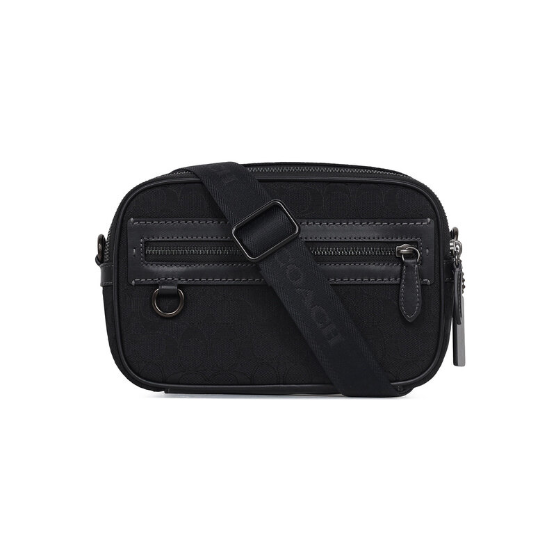 코치 블랙 테오 시그니처 자카드 카메라백 CBF21 BLK - Coach