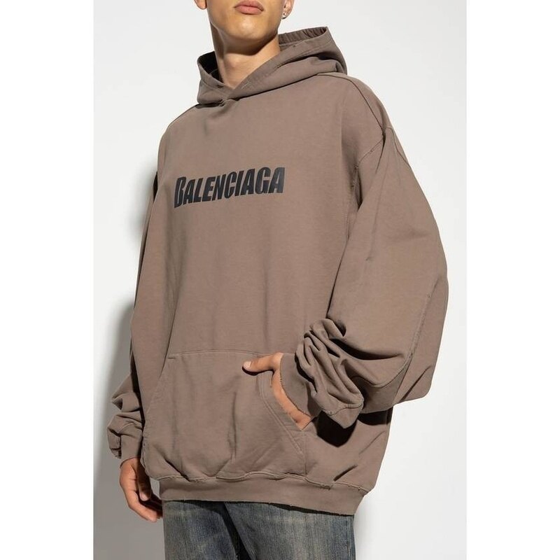 발렌시아가 CAPS 디스트로이드 로고 후드 티셔츠 729361 TNVL2 7761 - Balenciaga
