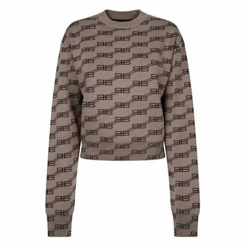 발렌시아가 올오버 로고 크롭 니트 733863 T3253 9378 - Balenciaga