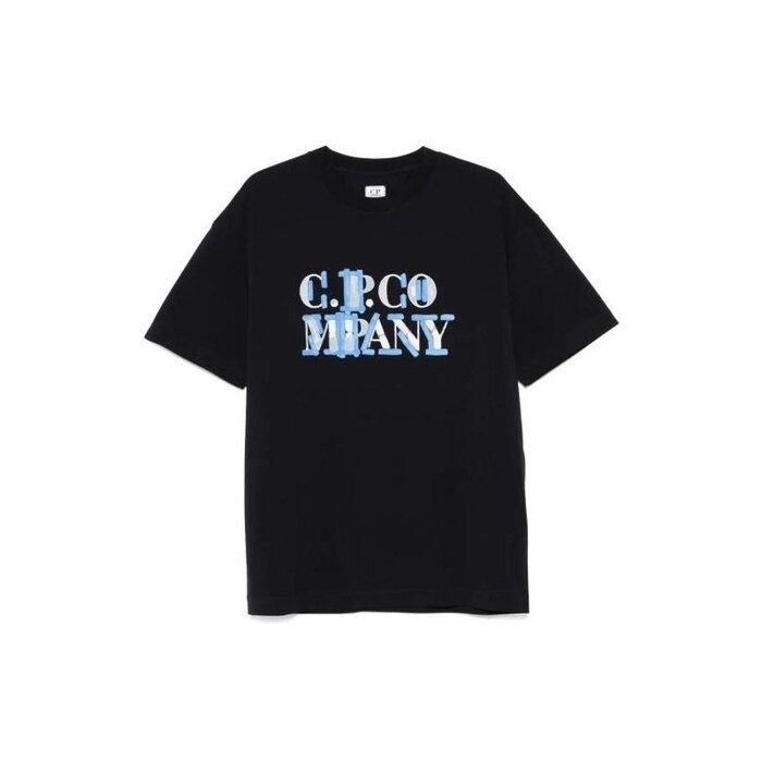 CP컴퍼니 301 저지 블러 로고 티셔츠 블러드 18CMTS145A 006586W 888 - CP company