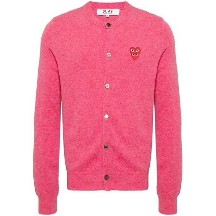 꼼데가르송 라운드 넥 더블 버건디 엠블럼 니트 AX N075 051 4 - Comme des Garcons