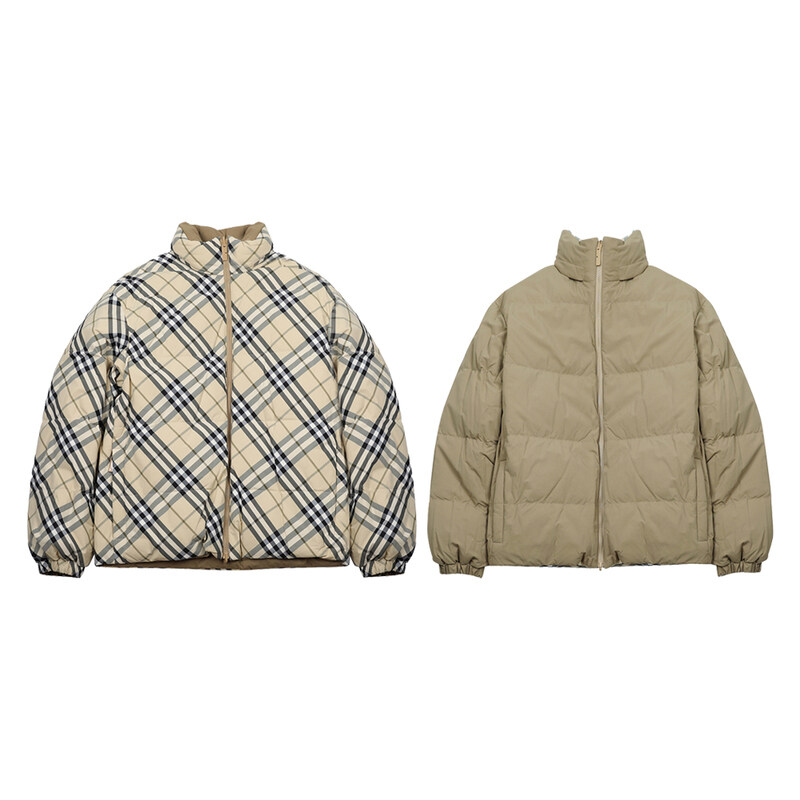 버버리 그레인 체크 리버시블 구스 다운 자켓 8098487 - Burberry