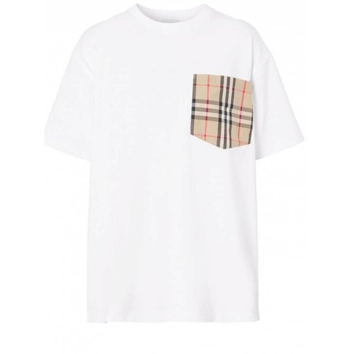 버버리 체커드 포켓 코튼 티셔츠 체크 8080322 - Burberry