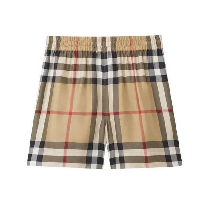버버리 체커드 실크 반바지 체크 쇼츠 8052748 - Burberry