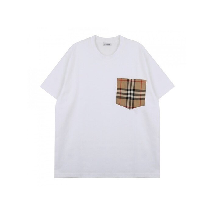 버버리 체커드 포켓 코튼 티셔츠 체크 8103971 - Burberry