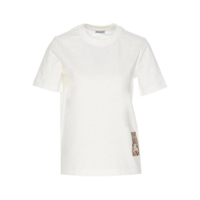 버버리 체크 라벨 코튼 티셔츠 반팔 8104886 - Burberry