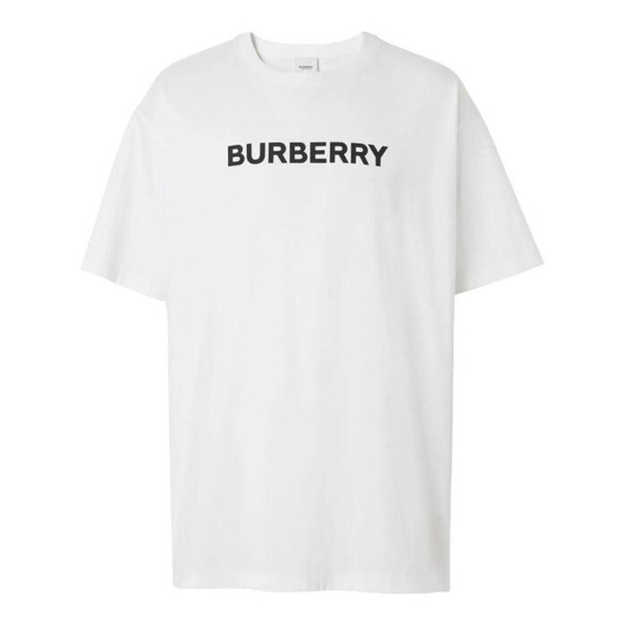 버버리 로고 프린트 코튼 오버사이즈 티셔츠 8055309 - Burberry