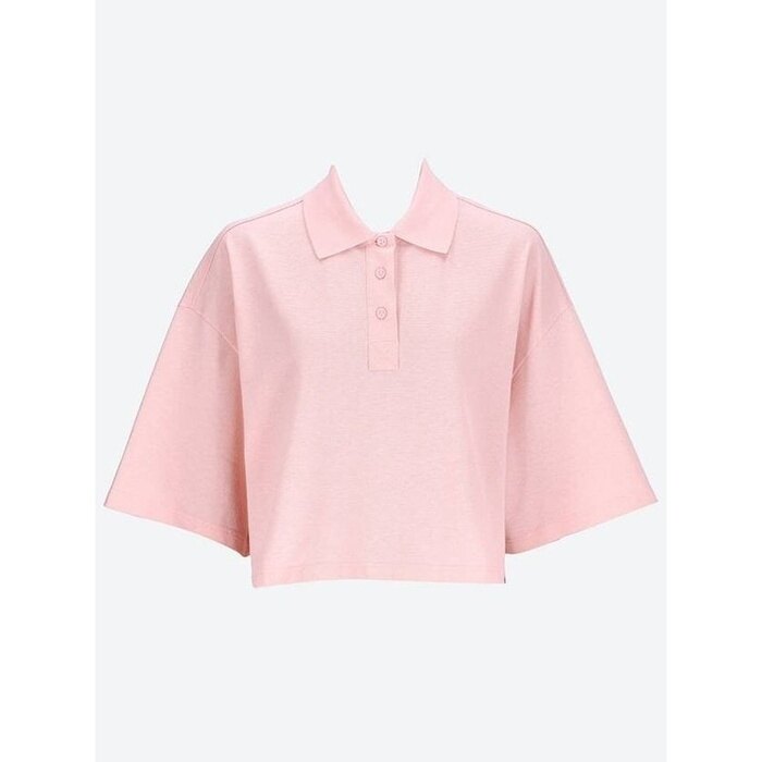 보테가베네타 크롭 코튼 피케 폴로 셔츠 777596 V01G0 5095 - Bottega Veneta