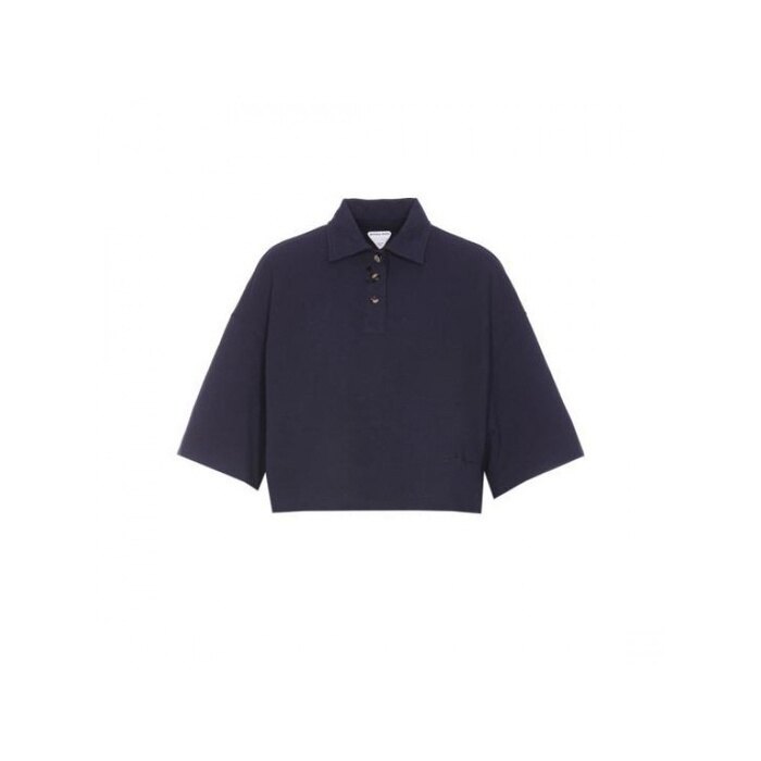 보테가베네타 크롭 코튼 폴로 반팔 셔츠 820676 V4Z00 4157 - Bottega Veneta