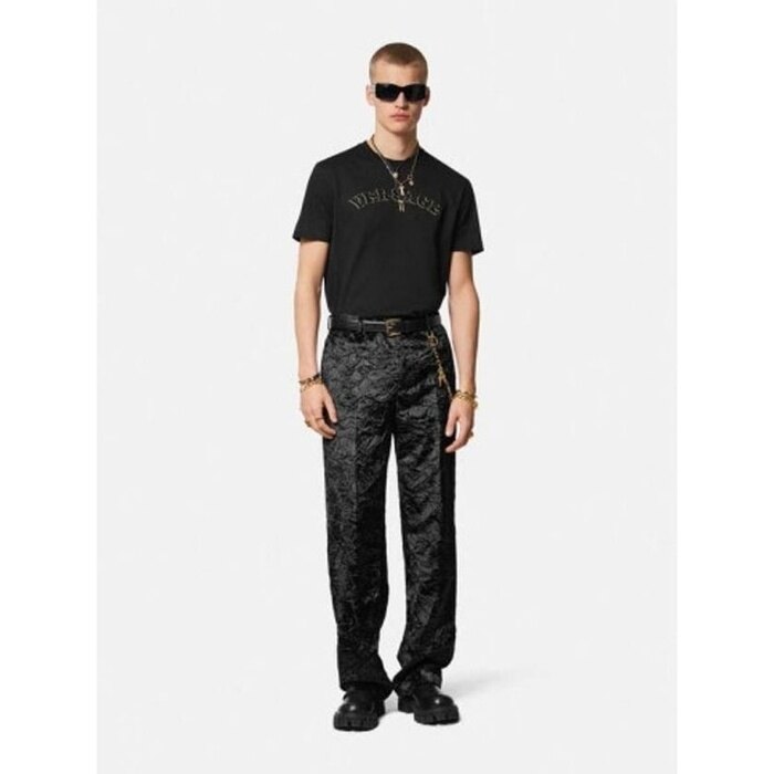 베르사체 크리스탈 로고 티셔츠 1010646 1A07711 1B000 - Versace