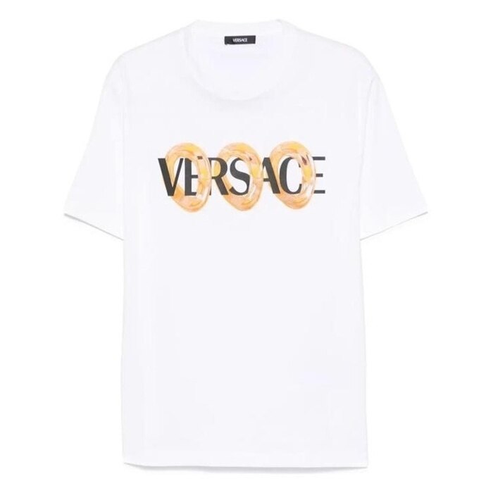 베르사체 맥시 체인 로고 티셔츠 1013302 1A13401 2W580 - Versace