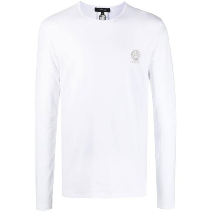 베르사체 로고 라운드 넥 롱 슬리브 라운드넥 긴 AUU01007 1A10011 A1001 - Versace