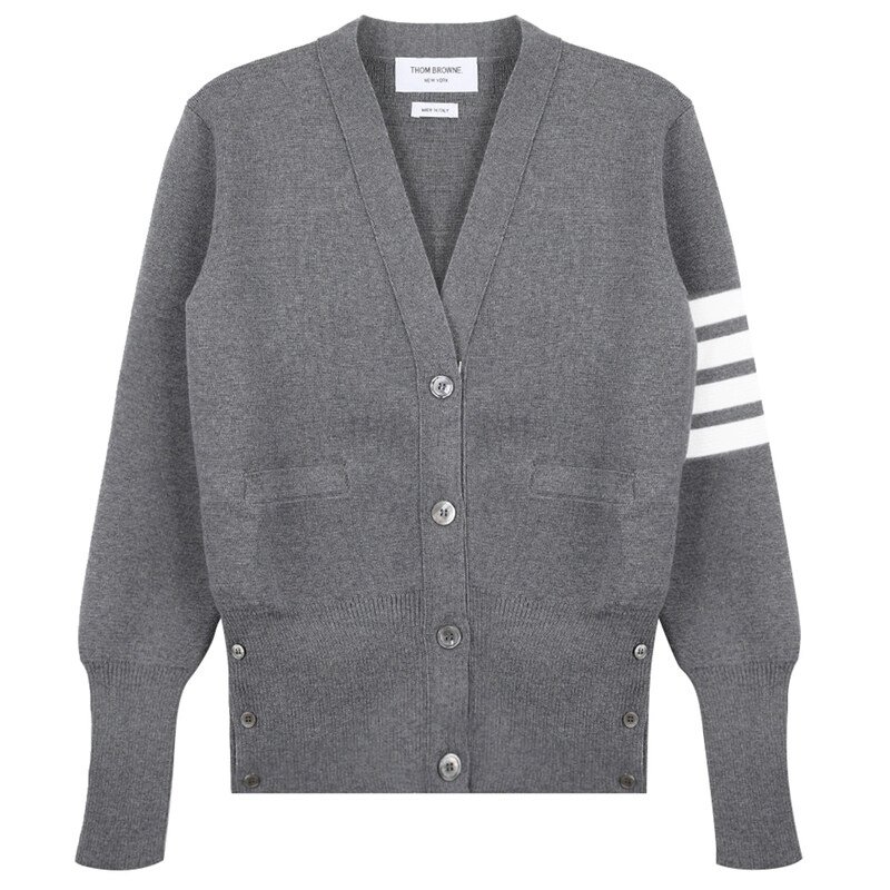 톰브라운 울 4-바 브이넥 카디건 FKC207A00014-035 - Thom Browne