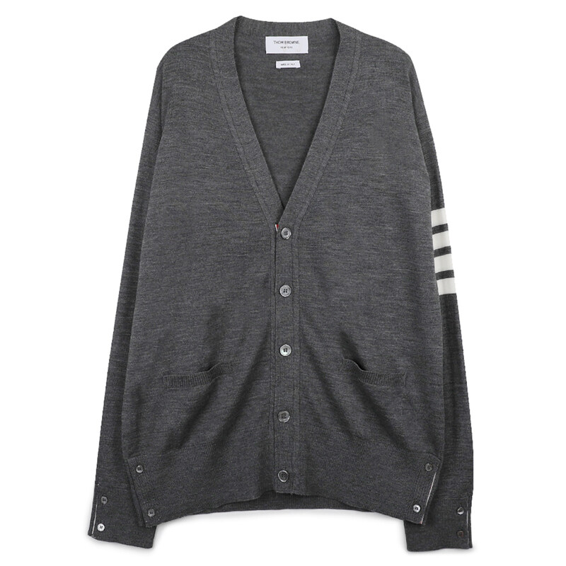 톰브라운 남성 4-바 울 스트라이프 가디건 MKC002AY1014-038 - Thom Browne