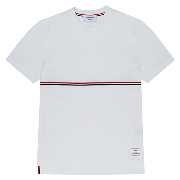 라프리마 [THOM BROWNE] 톰브라운 미드웨이트 저지 스트라이프 티셔츠 MJS221AJ0058-100 - Thom Browne