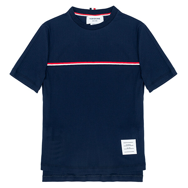 라프리마 톰브라운 하이 트위스트 립 스트라이프 티셔츠 FJS143AJ0066-415 - Thom Browne