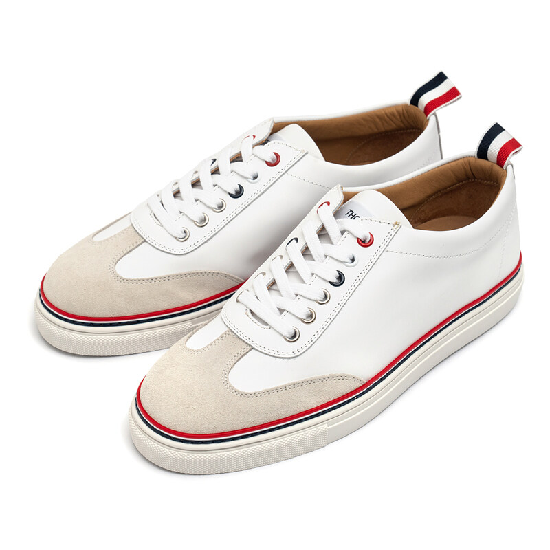 톰브라운 화이트 러버 카프스킨 스니커즈 MFD137A06107-100 - Thom Browne