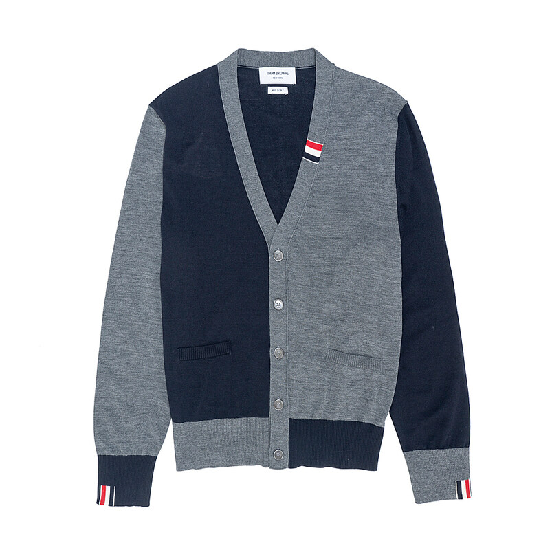 톰브라운 펀믹스 파인 메리노 V넥 가디건 MKC489FY1014-415 - Thom Browne