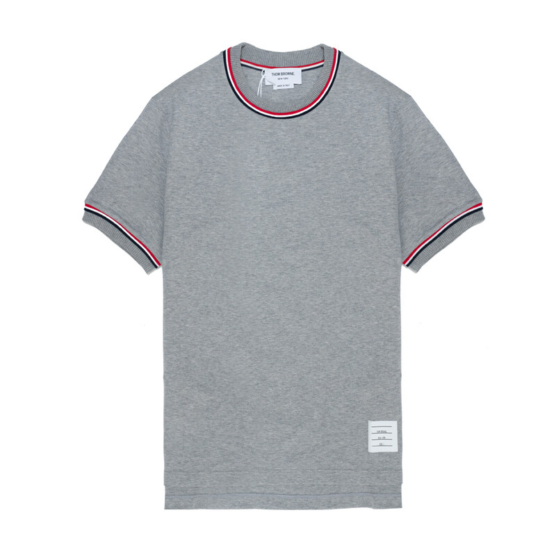 톰브라운 코튼 밀라노 스트라이프 풀오버 반팔 티셔츠 MJS231AJ0055-055 - Thom Browne