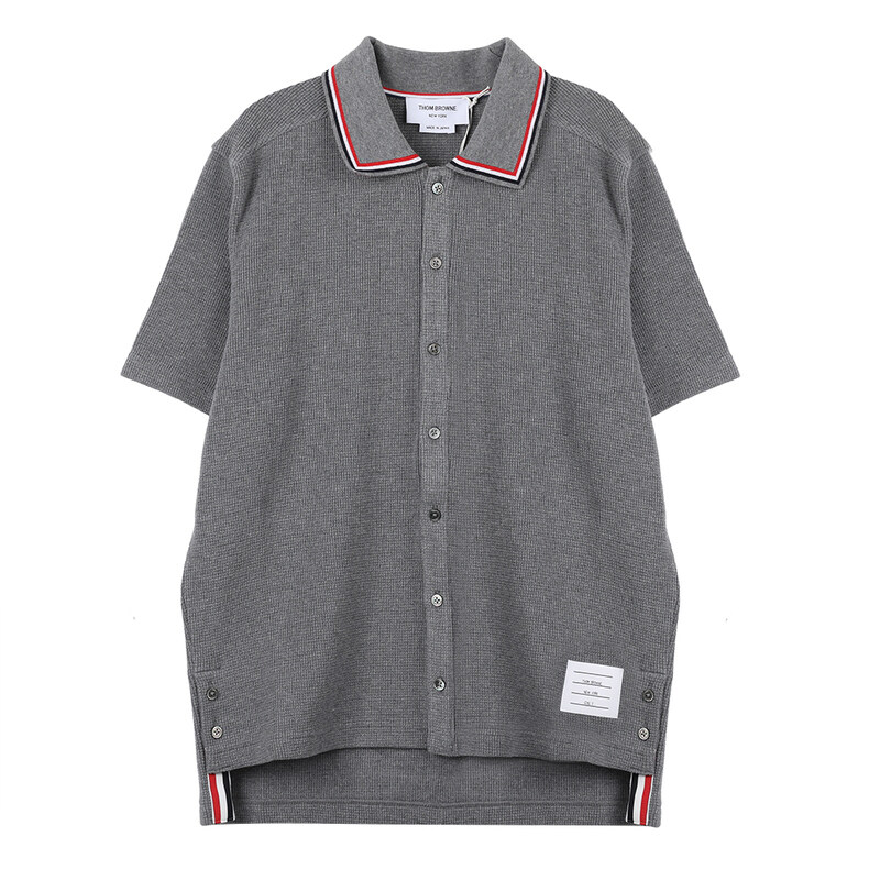 톰브라운 텍스처 코튼 숏 슬리브 폴로 셔츠 MJS241AJ0114-035 - Thom Browne