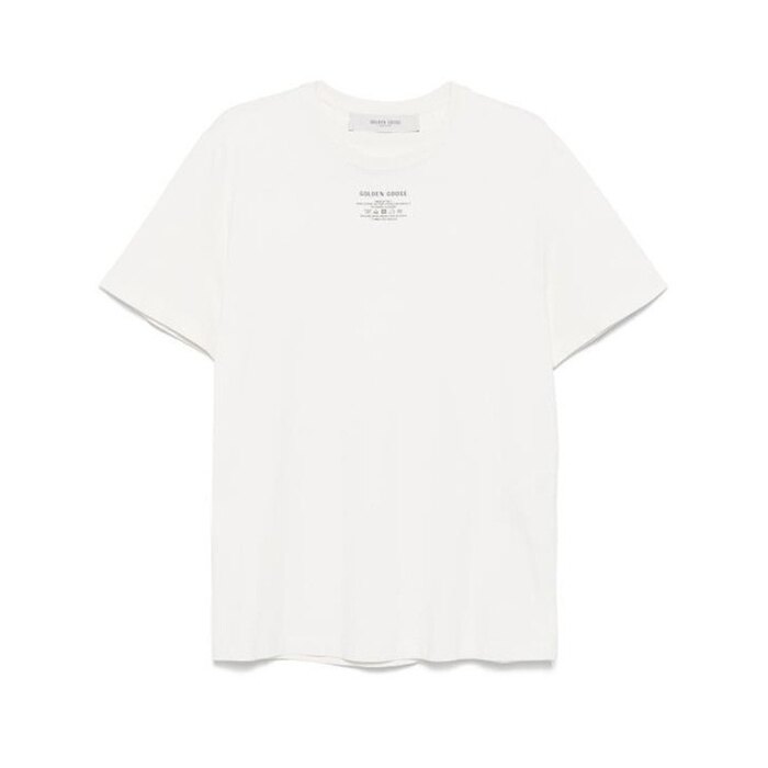골든구스 블랙 레터링 원 화이트 코튼 티셔츠 GMP01220 P001881 11421 - Golden Goose