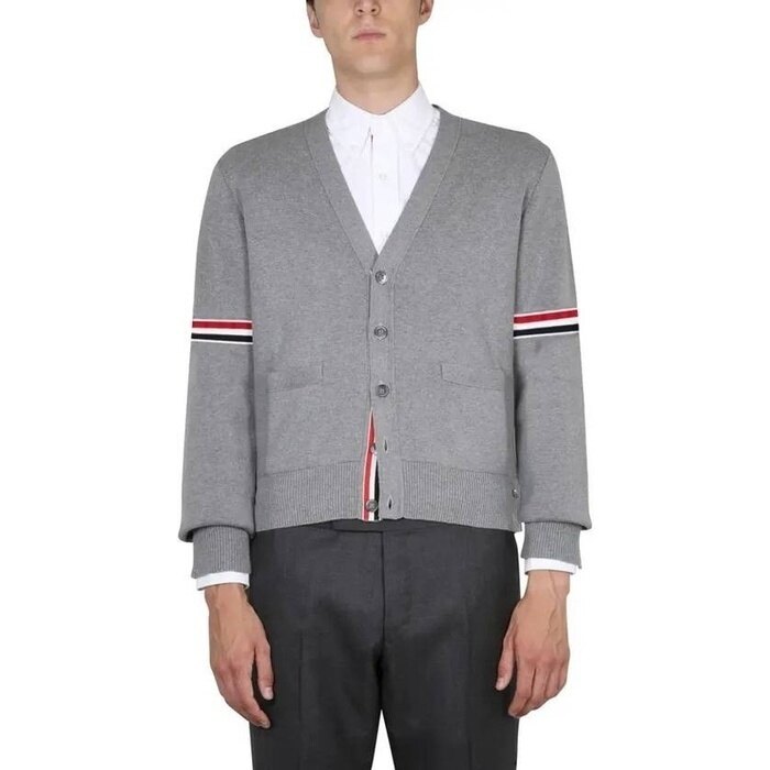 톰브라운 코튼 밀라노 스티치 암밴딩 브이넥 가디건 MKC310A Y3007 055 - Thom Browne