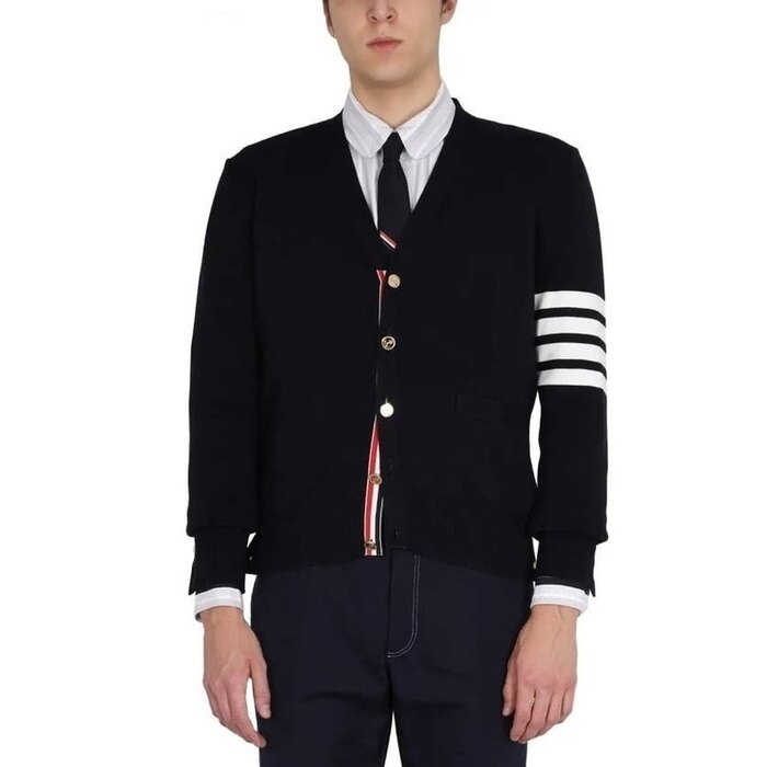 톰브라운 코튼 밀라노 스티치 4바 브이넥 가디건 MKC171A 00219 415 - Thom Browne