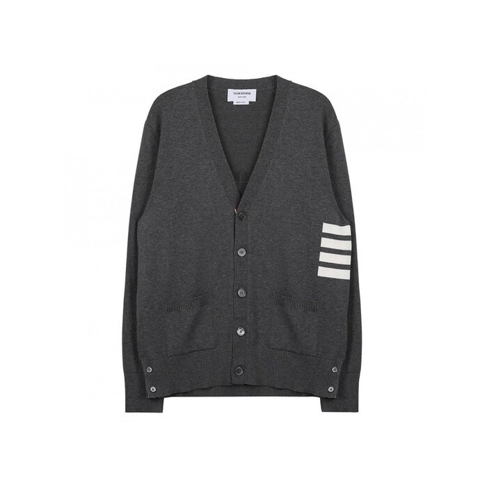톰브라운 코튼 4바 릴랙스 핏 브이넥 카디건 MKC581A Y3043 035 - Thom Browne