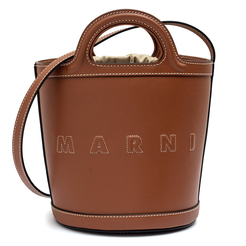 마르니 브라운 가죽 TROPICALIA 스몰 버킷백 SCMP0056U0-LV589-00M29 - Marni