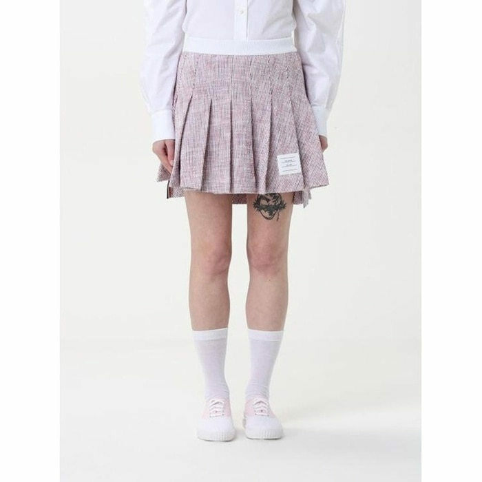 톰브라운 코튼 트위드 미니 백드롭 플리츠 스커트 FJK131A J0184 960 - Thom Browne