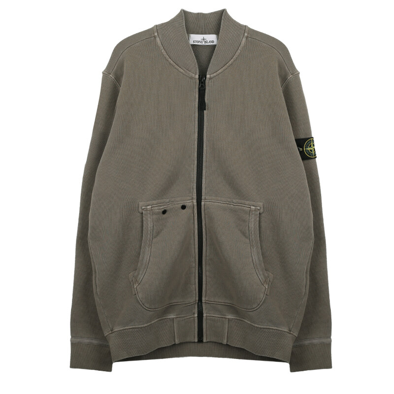 스톤아일랜드 오가닉 코튼 다이고날 올드 이펙트 남성 플리스 집업 811565241-V0175 - Stone Island