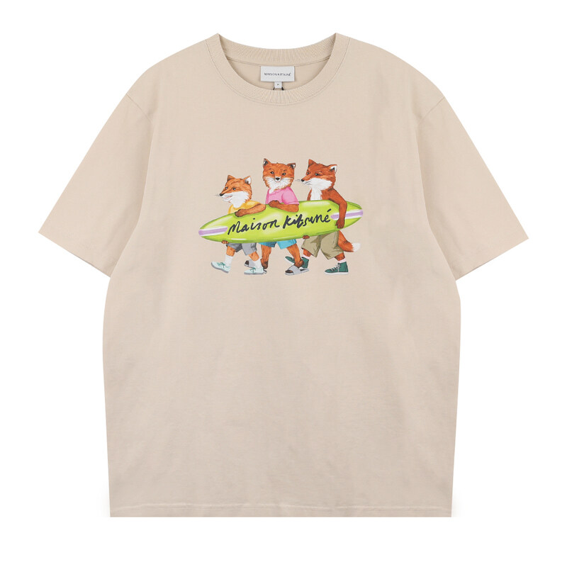 메종키츠네 서핑 폭스 남성 컴포트 반팔 티셔츠 MM00120-KJ0118-P205 - Maison Kitsune