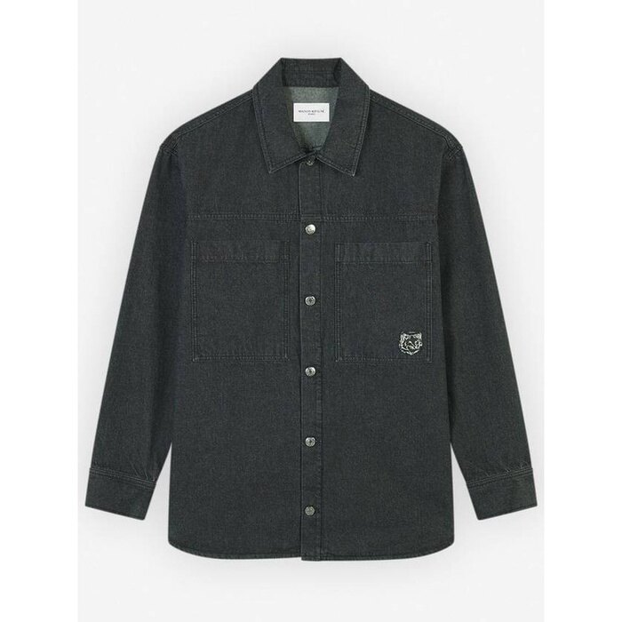 메종키츠네 FOXHEAD 패치 블랙 WASHING 데님 워크웨어 LM00408WW0081 P160 - Maison Kitsune
